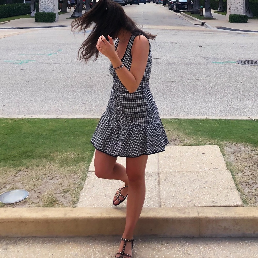 Gingham Mini Dress w/ Peplum Bottom